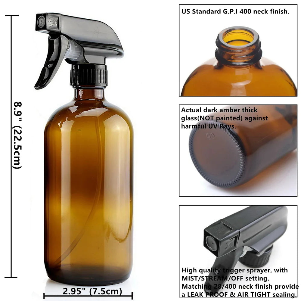 PureHaus Amber Refillable Glass Spray Bottle