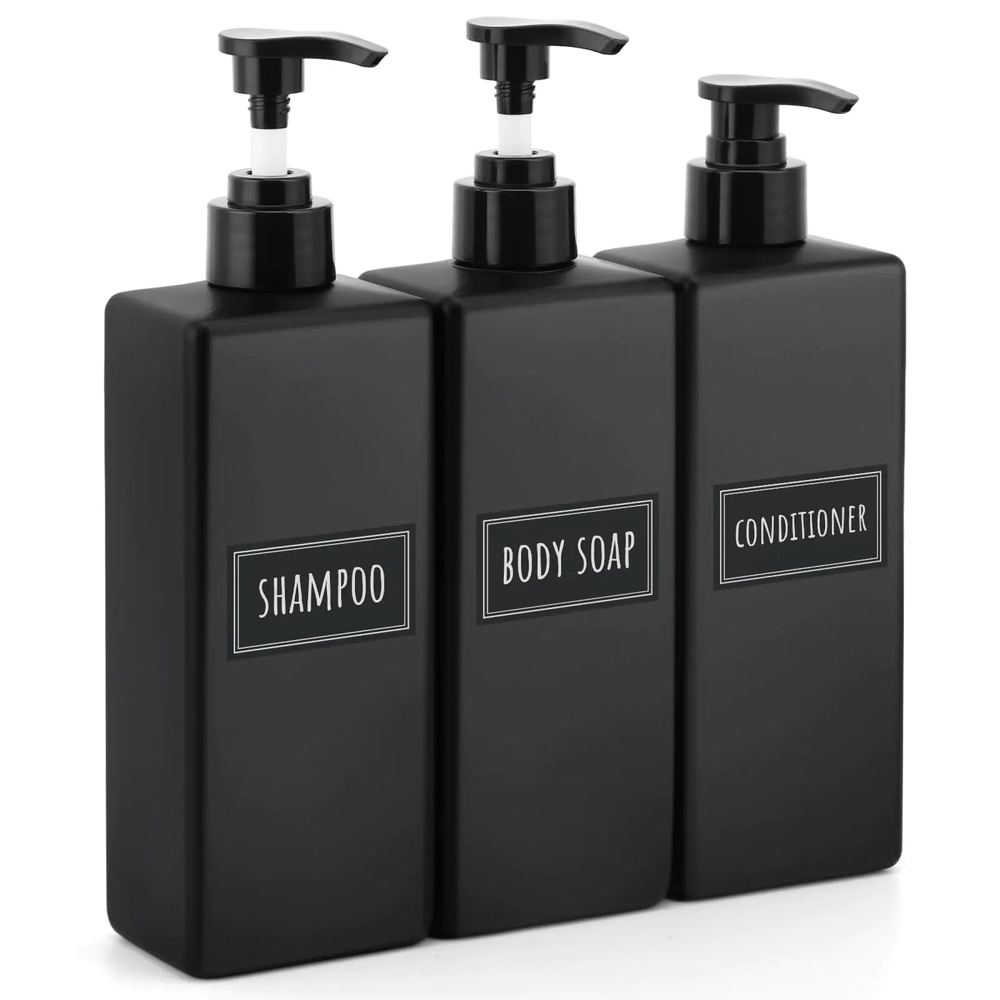 PureHaus Matte Black Refillable Soap Dispenser Set (3-pack)
