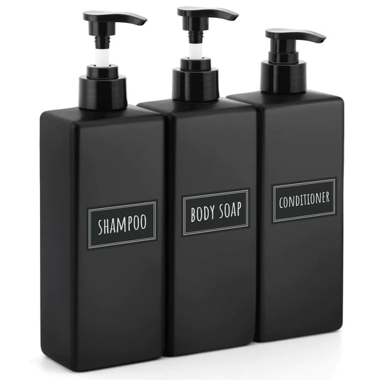 PureHaus Matte Black Refillable Soap Dispenser Set (3-pack)